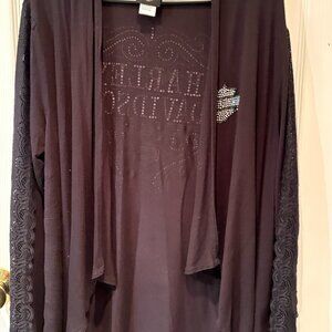 LADIES HARLEY DAVIDSON OPEN CARDIGAN WITH LOTS OF BLING